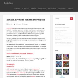 Backlink Projekt: Meinen Masterplan