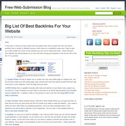 Big List Of Best Backlinks For Your Website » Free-Web-Submission Blog
