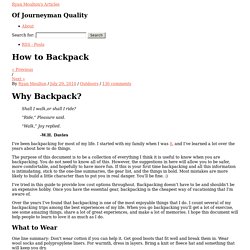 How to Backpack – Ryan Moulton's Articles