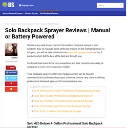 Solo Backpack Sprayer Reviews