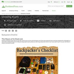 Backpackers Checklist at OutdoorPros.com