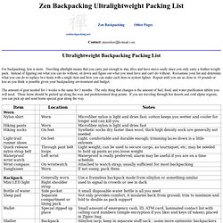 Zen Backpacking - Ultralightweight Backpacking Packing List