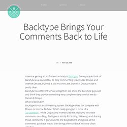 Backtype Brings Your Comments Back to Life 
