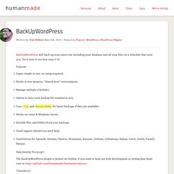 BackUpWordPress - Simple Automated Backups for your WordPress site