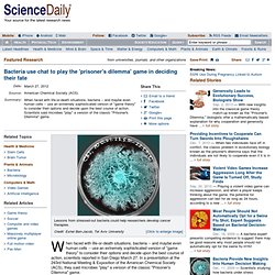 Bacteria use chat to play the 'prisoner's dilemma' game in deciding their fate