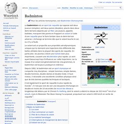 Histoire Badminton