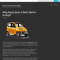 Why Bajaj Qute is Best Option to Buy? – Auto Loan and Financing