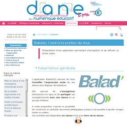 Balado, l'oral à la portée de tous - [DANE de Lyon]