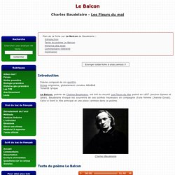 Le Balcon - Baudelaire - Les Fleurs du mal