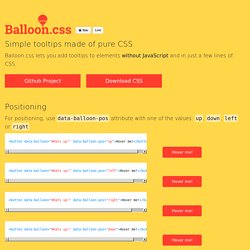 Balloon.css — CSS tooltips for HTML elements
