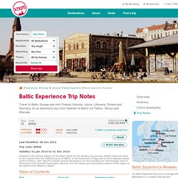 Baltic Experience Trip Notes