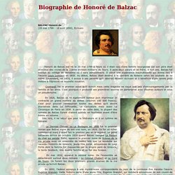 Balzac (20 mai 1799 - 18 août 1850) - biographie