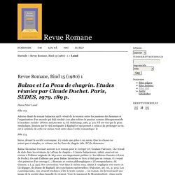 Balzac et La Peau de chagrin. Etudes réunies par Claude Duchet. Paris, SEDES, 1979. 189 p.