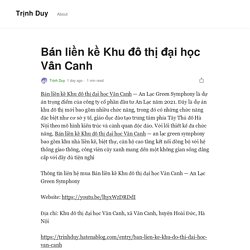 Bán liền kề Khu đô thị đại học Vân Canh