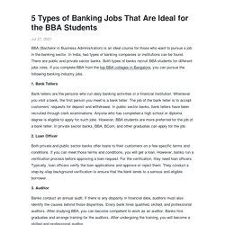 5 Types of Banking Jobs That Are Ideal for the BBA Students