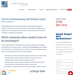 File Bankruptcy With Student Loans - Farmer & Wright, PLLC