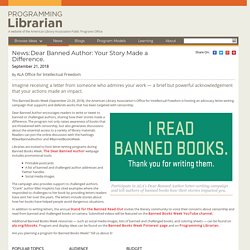 Dear Banned Author: Your Story Made a Difference.