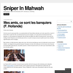 Mes amis, ce sont les banquiers (F. Hollande) « Sniper In Mahwah