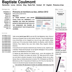 Prénoms et mentions au bac, édition 2012