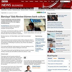 Barclays' Salz Review blames bank culture