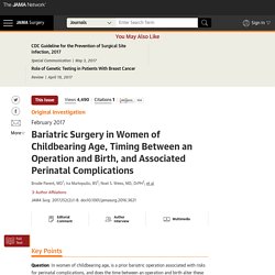 Bariatric Surgery in Women of Childbearing Age, Timing Between an Operation and Birth, and Associated Perinatal Complications