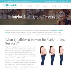 Is Bariatric Surgery Reversible?