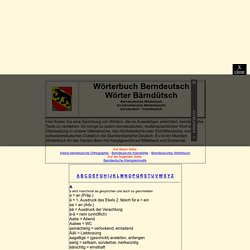Bärndütschi Wörter, Wörterbuch Berndeutsch - Hochdeutsch
