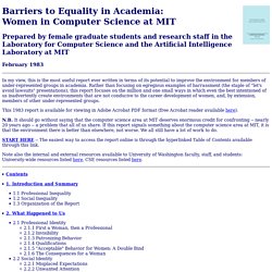 Barriers to Equality in Academia: Women in Computer Science at MIT (1983)