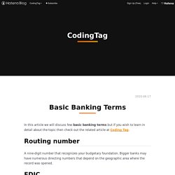 Basic Banking Terms - CodingTag