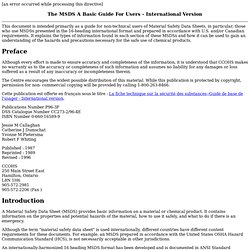 The MSDS A Basic Guide For Users - International Version
