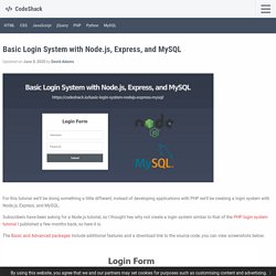 Basic Login System with Node.js, Express, and MySQL