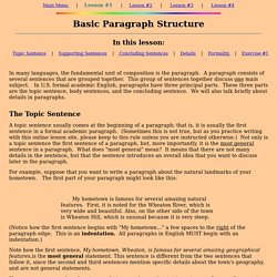 Basic Paragraph Structure