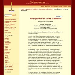 Basic Questions on Karma and Rebirth