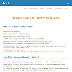 Basics of Biblical Hebrew: Resources