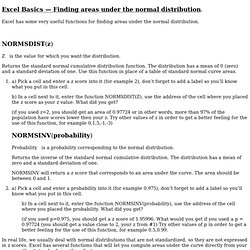 Excel Basics  Finding areas under the normal distribution