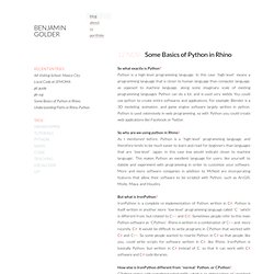 Some Basics of Python in Rhino - Blog - Benjamin Golder