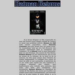 Batman le défi - analyse du film de Tim Burton