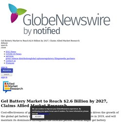 Gel Battery Market to Reach $2.6 Billion by 2027, Claims