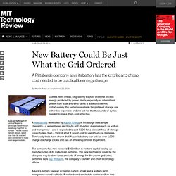 New Battery Could Be Just What the Grid Ordered