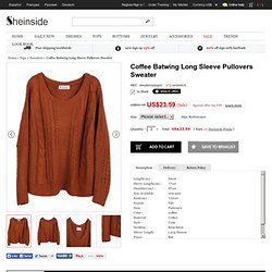 Coffee Batwing Long Sleeve Pullovers Sweater
