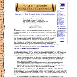 Baybayin, The Ancient Script of the Philippines