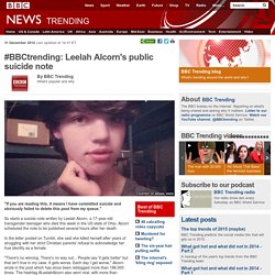 #BBCtrending: Leelah Alcorn's public suicide note