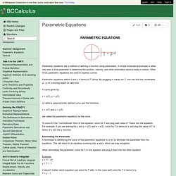 BCCalculus - Parametric Equations