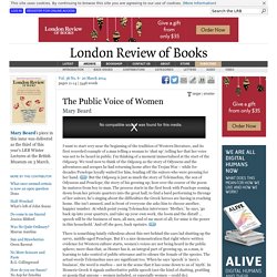 Mary Beard · The Public Voice of Women · LRB 20 March 2014