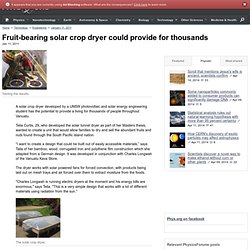 Fruit-bearing solar crop dryer could provide for thousands