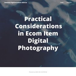 Practical Considerations in Ecom Item Digital Photography