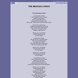 THE BEATLES LYRICS - I've Just Seen A Face