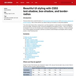 Beautiful UI styling with CSS3 text-shadow, box-shadow, and border-radius