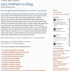 How to get beautifully typeset maths on your blog