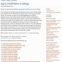 How to get beautifully typeset maths on your blog